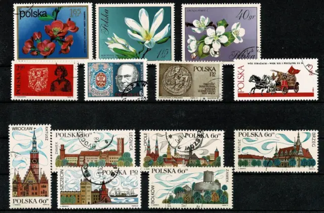 Polen, verschiedene gestempelte Briefmarken