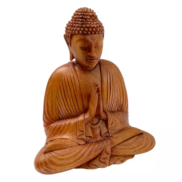 Namaste' Blessing Buddha Sculpture Hand carved wood carving Statue Balinese Art