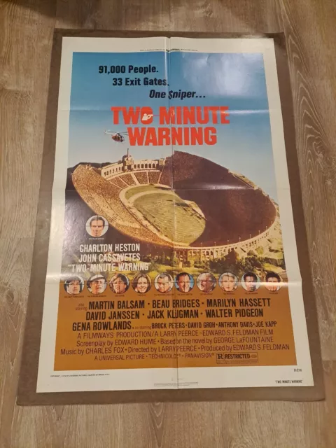 TWO MINUTE WARNING ORIGINAL FOLDED 27X41 MOVIE POSTER One Sheet 1976