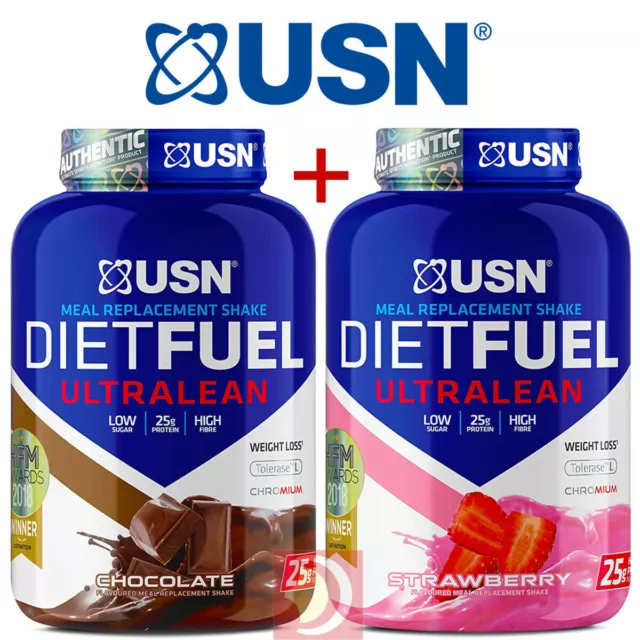 2 X USN Diet Fuel Ultralean Protein 1Kg High Meal Replacement )