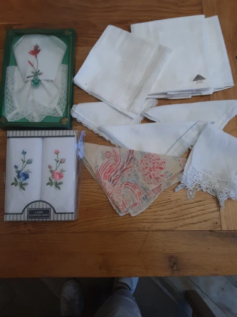 Hankerchiefs vintage 9 da donna e 4 bianchi da uomo