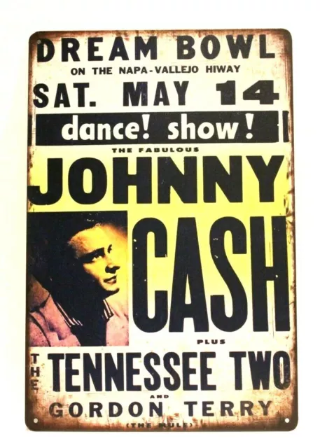 Johnny Cash Live in Concert Tin Poster Sign Man Cave Vintage Ad Style xz
