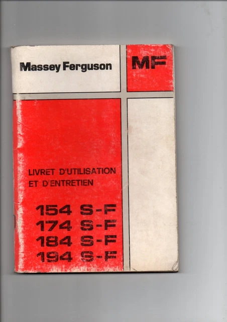LIVRET D'ENTRETIEN ET d'utilisation Tracteur Massey Ferguson EUR 19,00