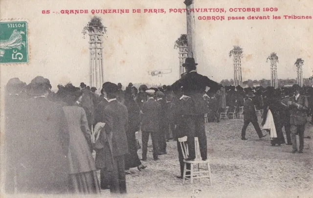 CPA 91 PORT- AVIATION GDE QUINZAINE DE PARIS1909 - CAUDRON passe devant Tribunes