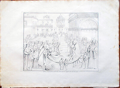 ✅ Print Incision 1850s Fresco by Bernardino Pinturicchio, Of Raffaello Cxcvii