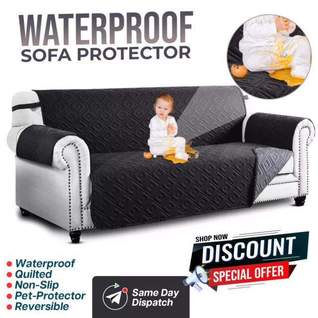 Waterproof Sofa Slip Covers Reversible Quilted Throw Pet Protector Couch Cover