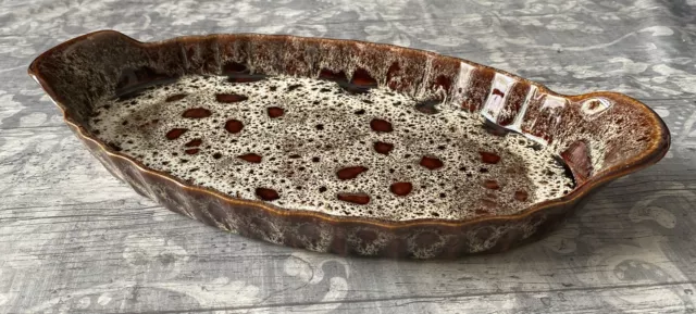 Fosters Pottery Cornwall Cornish Brown Honeycomb Oven Casserole dish 34cm VGC