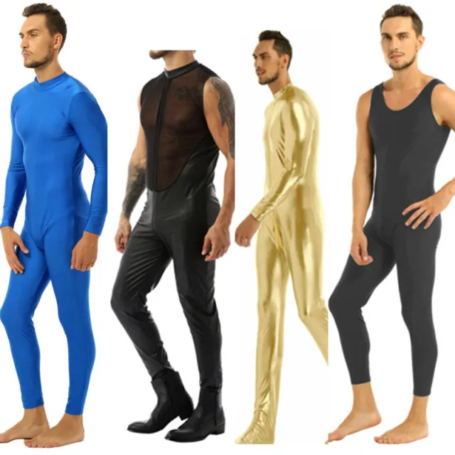 Sexy Mens Skin-Tight Bodysuit Playsuit Catsuit Underwear Thongs Leotard Jumpsuit