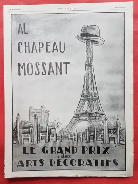 CHAPEAU MOSSANT Tour Eiffel -  PUBLICITE 1925 par SEM   Print AD 1344