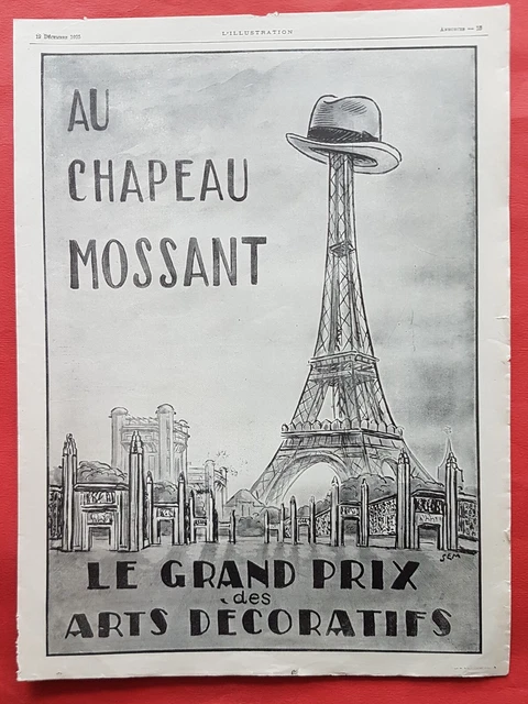 CHAPEAU MOSSANT Tour Eiffel -  PUBLICITE 1925 par SEM   Print AD 1344