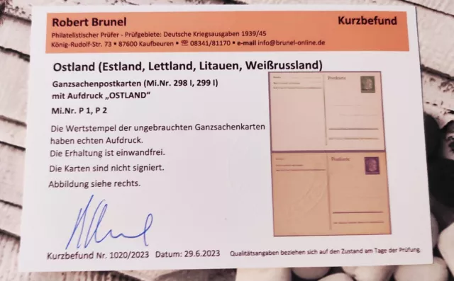 Deutsche Besetzung 2.WK Ostland P1 und P3 Befund Brunel VP