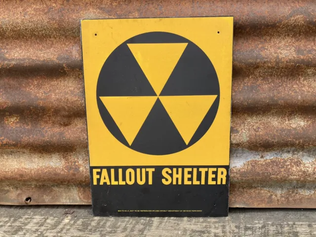 Vintage Civil Defense Fallout Shelter Sign Cold War Department of Defense DOD