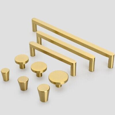 Solid Brass Cabinet Drawer Knobs Gold Furniture Kitchen Cupboard Pull Handles