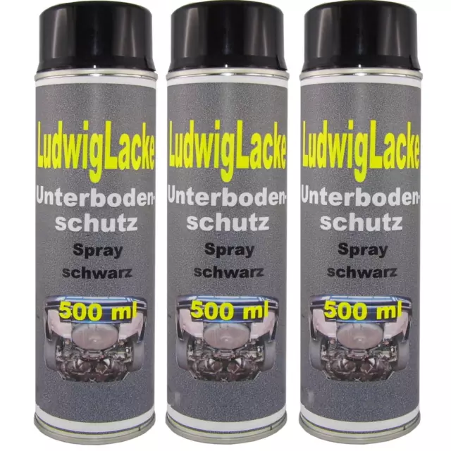 Unterbodenschutz 3 x 500ml Schwarz Spraydose Bitumen 2