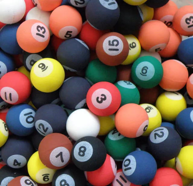 12 Pool Billiard 8 Ball Rubber Bouncy Super Balls Party Favors ~1in (27mm)