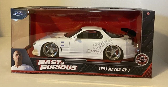FAST & FURIOUS 1993 Mazda Rx-7 Fd3S Hks 1/24 Modèle De Voiture Moulé Sous Pression Jada Blanc