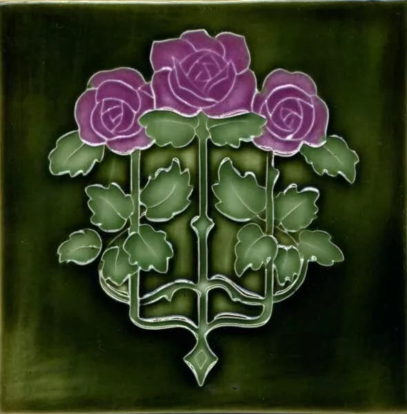 Porteous 6"x6" Majolica Art Tile, Art Nouveau, Arts & Crafts - V83B