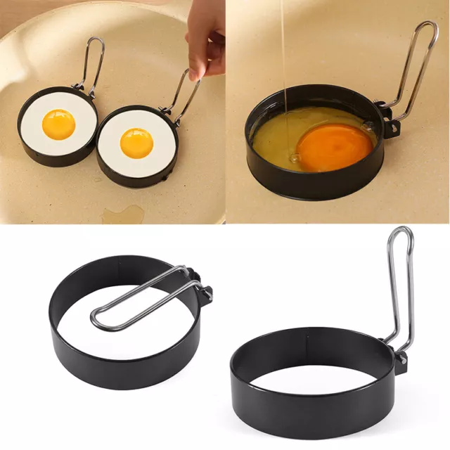 Huevo Frito Anillo Metal Redondo Freír Tortita de Cocina Molde Plegable Mango "