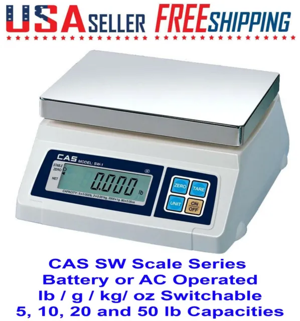 CAS SW-1 Series Food Service Portion Control Scale Kg/ g/ Oz/ Lb Switchable NETP