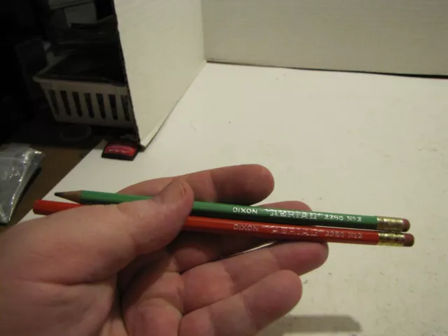 Vtg Lot Of 2 Dixon Aerial 2280 No 2 Wooden Pencils Red Unused Green Used Ak