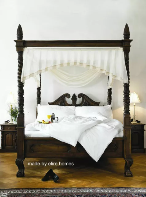 5'King Size Dark Mahogany Queen Anne four poster mahogany bed frame 5'King Size Dark Mahogany Queen Anne four poster mahogany bed frame