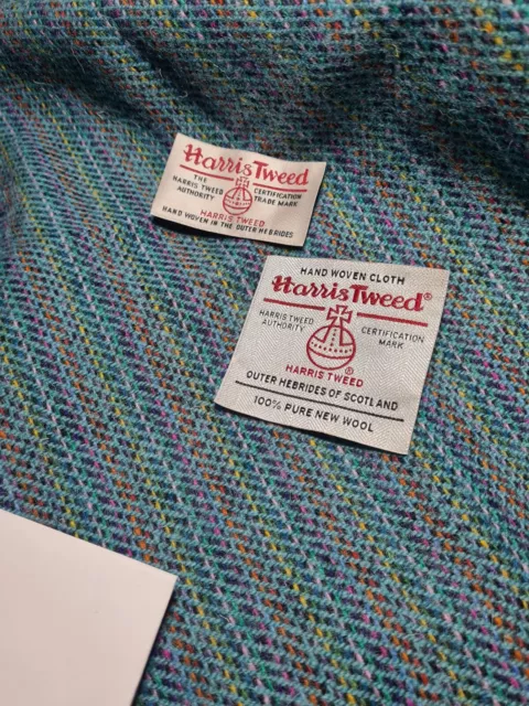 HARRIS TWEED FABRIC Blue 100% Wool With Labels £35.00 - PicClick UK