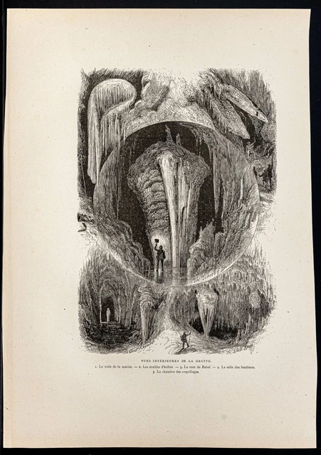 1880 - Grand Caverns in Shenandoah - USA - Antique Woodcut