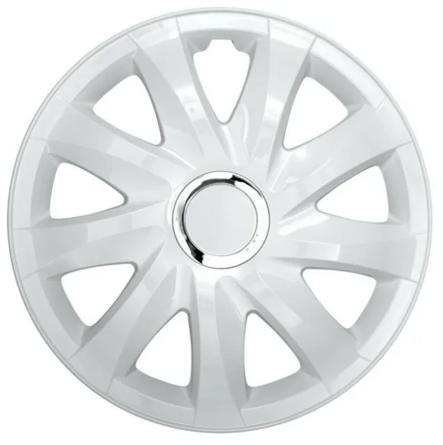 Wheel Trims Hub Caps Covers 14'' Universal White Gloss Durable ABS 4 Pieces Set