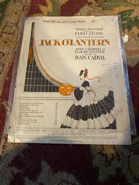 Halloween Jack O'Lantern Sheet Music FRONT PAGE ONLY Caldwell Burnside Caryll