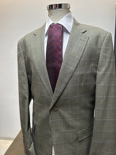 Abito Uomo Principe Di Galles Beige Fresco Lana 46 48 50 52 54 56 58 60 Primaver