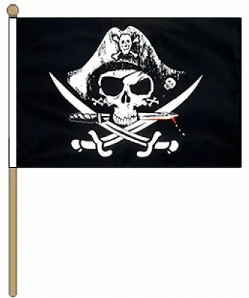 Crossed Sabres (Pirate) (9" x 6") Hand Waving Flag