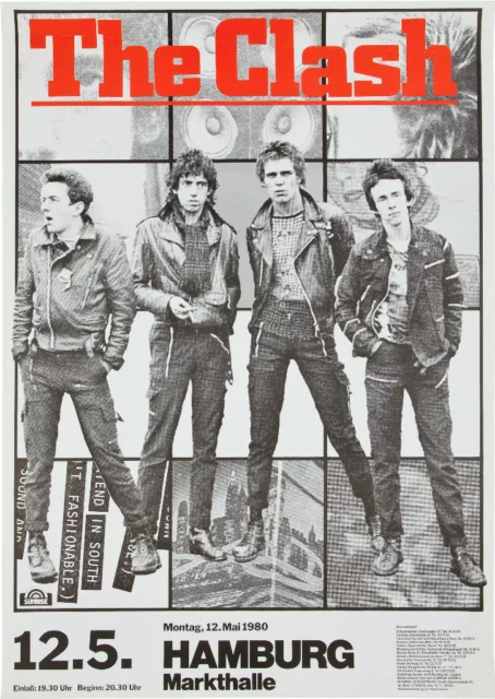 THE CLASH Concert Window Poster - Punk Rock Band HAMBURG Markthalle 1980 reprint