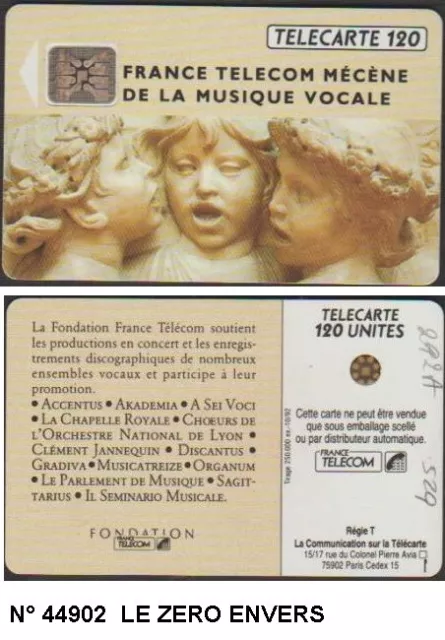 F292A 529-5  MUSIQUE VOCALE TELECARTE 120 u N°44902  LE ZERO à l'envers PUCE SC5