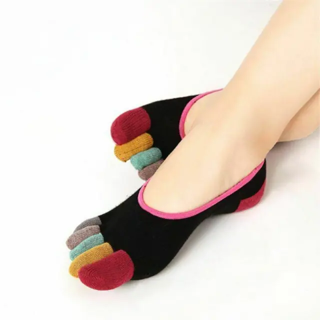 Women's Elastic Five Toe Socks 5Pairs/Tot Low cut Cotton Boat Socks