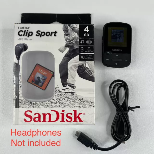 SanDisk Sansa Clip Sport 4GB Clip MP3 Player Music Radio, Tested & Works