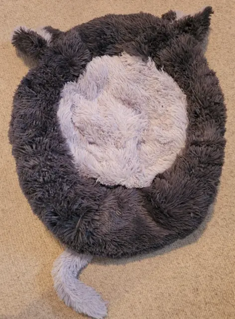 Cute Donut Plush Pet Dog Cat Bed Fluffy Soft Warm Calming Bed - Gray- 28inch