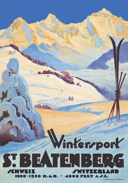 ST BEATENBERG SKI SUISSE Ryvs - POSTER HQ 70x100cm d'une AFFICHE VINTAGE