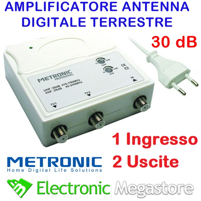Amplificatore Antenna TV 2026 – Segnale TNT/DVB-T2 Potenziato, Per HD E 4K Ultra HD, Filtro 4G/5G Integrato, Ricezione Stabile, Installazione Facile Con Cavo Coassiale