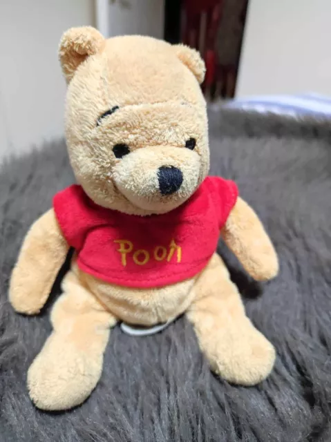 Disney Winnie The Pooh Bear Beanie Soft Toy Plush 17cm high