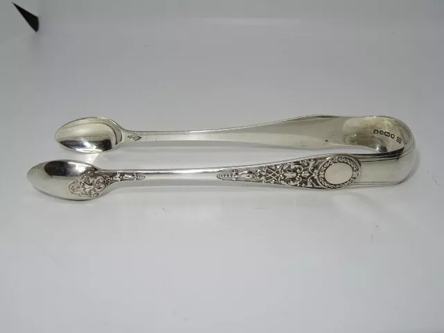 Antique Victorian Solid Ornate Sterling Silver Sugar Tongs - 1868 - 58g 2