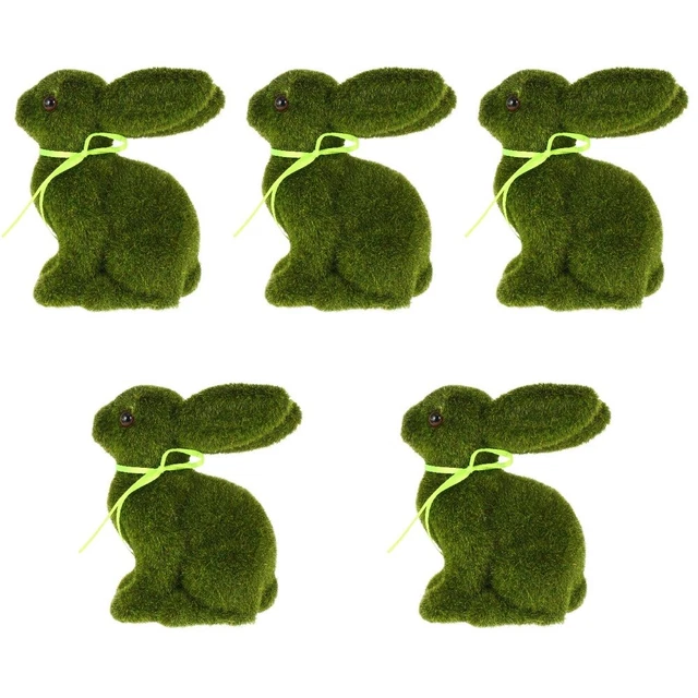 5x Artificial Moss Rabbit Rabbit Figurines Moss Rabbit Decorations