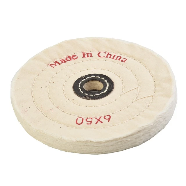 5 Roues Polissage Flanelle Blanc - 50mm - Tige 6mm - Pour Métal/Bois/Plastique - Compatible Perceuse