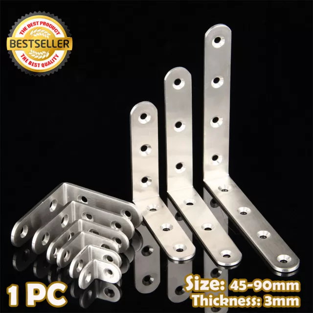 Stainless Steel 90° Right Angle Bracket Corner Brace Joint Shelf Support L Shape