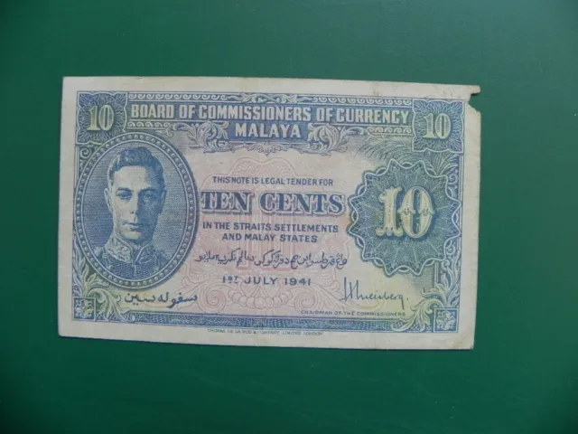 Malaya 10 cents 1941