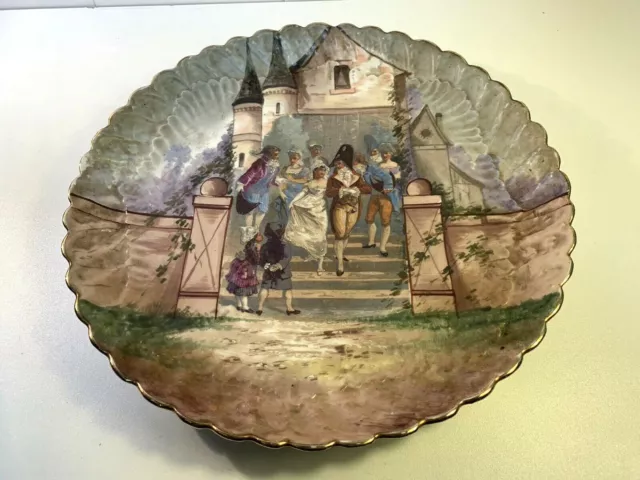 GRAND PLAT ANCIEN EN PORCELAINE DE LIMOGES PEINT XIXème DIAM:34,5cm 2