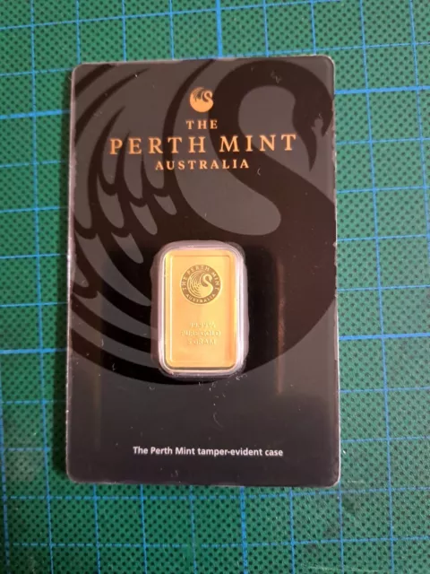 5 gram Perth Mint, 99.99 Fine Gold Bullion Bar in Tamper evident Case.