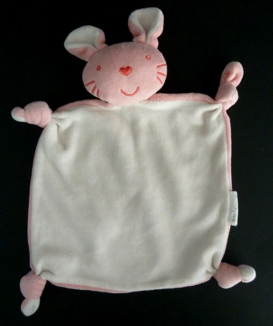 16. Doudou Plat Provera Influx Auchan Lapin Rose Et Blanc - Tbe