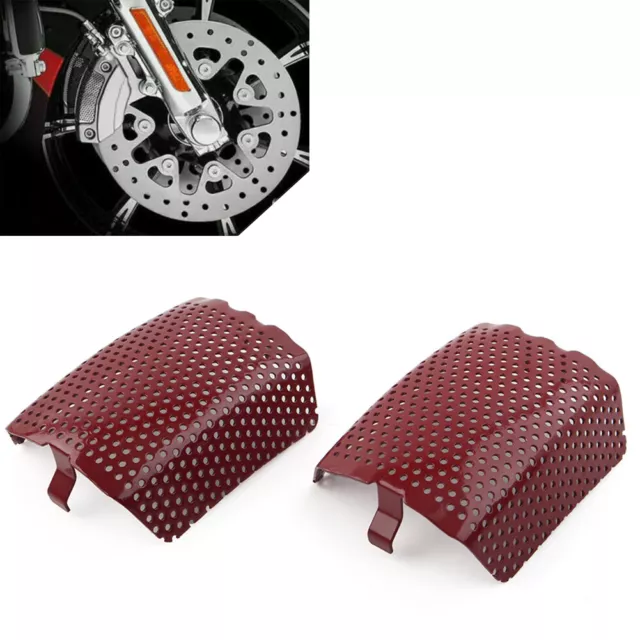 For Harley V-Rod & Touring 2006-2019 Front Caliper Screen Inserts Dark Red 2Pcs