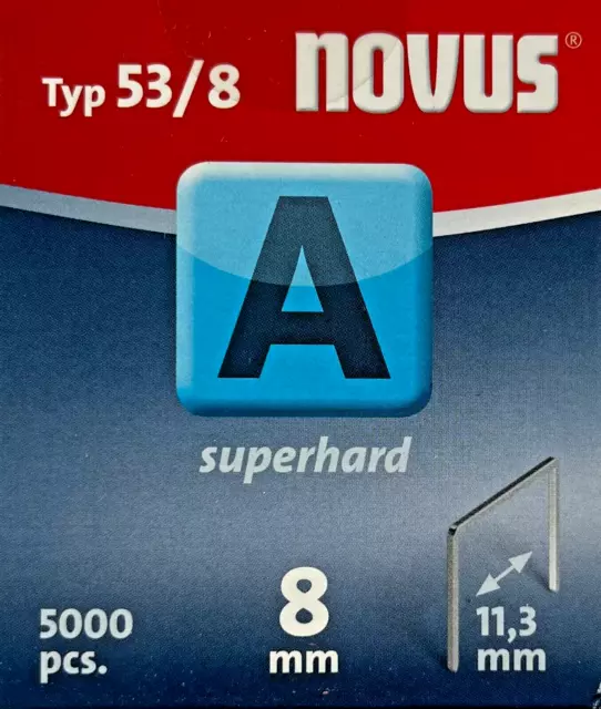 5000 NOVUS Tackerklammern Typ A 53/8 8 x 11,3 mm SUPERHART Heftklammern 042-0517