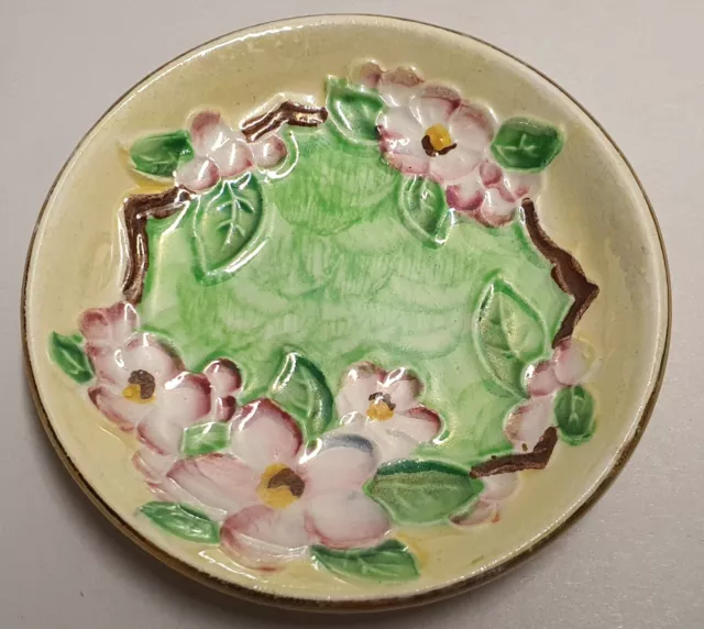 Maling Pottery Embossed Blossom Bough Miniature Dish c1950-63 Pn 6564 7.5cm